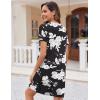 Ekouaer Nightgowns for Women 2 Pack Button Down Sleepshirt Short Sleeve Nightshirt Soft Sleepwear V Neck Pajama Dress(Black Floral/Grey Star)