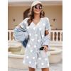 Ekouaer Nightgowns for Women 2 Pack Button Down Sleepshirt Short Sleeve Nightshirt Soft Sleepwear V Neck Pajama Dress(Black Floral/Grey Star)