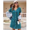 Ekouaer Nightgowns for Women 2 Pack Button Down Sleepshirt Short Sleeve Nightshirt Soft Sleepwear V Neck Pajama Dress(Black/Blue Green)