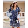 Ekouaer Nightgowns for Women 2 Pack Button Down Sleepshirt Short Sleeve Nightshirt Soft Sleepwear V Neck Pajama Dress(Black/Blue Vine)