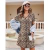 Ekouaer Nightgowns for Women 2 Pack Button Down Sleepshirt Short Sleeve Nightshirt Soft Sleepwear V Neck Pajama Dress(Black/Brown Leopard)