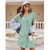 Ekouaer Nightgowns for Women 2 Pack Button Down Sleepshirt Short Sleeve Nightshirt Soft Sleepwear V Neck Pajama Dress(Black/Green White Florals)