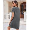 Ekouaer Nightgowns for Women 2 Pack Button Down Sleepshirt Short Sleeve Nightshirt Soft Sleepwear V Neck Pajama Dress(Black/Grey)