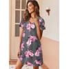 Ekouaer Nightgowns for Women 2 Pack Button Down Sleepshirt Short Sleeve Nightshirt Soft Sleepwear V Neck Pajama Dress(Black/Grey Floral)