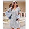 Ekouaer Nightgowns for Women 2 Pack Button Down Sleepshirt Short Sleeve Nightshirt Soft Sleepwear V Neck Pajama Dress(Black/Light Grey)