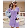 Ekouaer Nightgowns for Women 2 Pack Button Down Sleepshirt Short Sleeve Nightshirt Soft Sleepwear V Neck Pajama Dress(Black/Lilac)