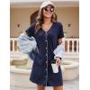 Ekouaer Nightgowns for Women 2 Pack Button Down Sleepshirt Short Sleeve Nightshirt Soft Sleepwear V Neck Pajama Dress(Black/Navy Blue)