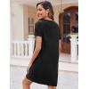 Ekouaer Nightgowns for Women 2 Pack Button Down Sleepshirt Short Sleeve Nightshirt Soft Sleepwear V Neck Pajama Dress(Black/Navy Blue)