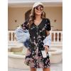 Ekouaer Nightgowns for Women 2 Pack Button Down Sleepshirt Short Sleeve Nightshirt Soft Sleepwear V Neck Pajama Dress(Black/Pink Flower)
