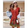 Ekouaer Nightgowns for Women 2 Pack Button Down Sleepshirt Short Sleeve Nightshirt Soft Sleepwear V Neck Pajama Dress(Black/Red Feather)