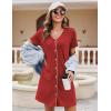 Ekouaer Nightgowns for Women 2 Pack Button Down Sleepshirt Short Sleeve Nightshirt Soft Sleepwear V Neck Pajama Dress(Black/Wine Red)