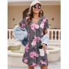 Ekouaer Nightgowns for Women 2 Pack Button Down Sleepshirt Short Sleeve Nightshirt Soft Sleepwear V Neck Pajama Dress(Grey Floral/Blue Star)