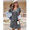 Ekouaer Nightgowns for Women 2 Pack Button Down Sleepshirt Short Sleeve Nightshirt Soft Sleepwear V Neck Pajama Dress(Grey/Blue Star)