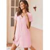 Ekouaer Nightgowns for Women 2 Pack Button Down Sleepshirt Short Sleeve Nightshirt Soft Sleepwear V Neck Pajama Dress(Grey/Pink)