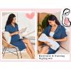 Ekouaer Nightgowns for Women Button Down Sleep Shirts Short Sleeve Night Shirts V Neck Sleepwear Boyfriend Pajama Dress(Blue)