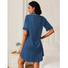 Ekouaer Nightgowns for Women Button Down Sleep Shirts Short Sleeve Night Shirts V Neck Sleepwear Boyfriend Pajama Dress(Blue)