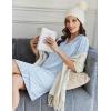 Ekouaer Nightgowns for Women Button Down Sleep Shirts Short Sleeve Night Shirts V Neck Sleepwear Boyfriend Pajama Dress(Blue Stripe)