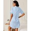 Ekouaer Nightgowns for Women Button Down Sleep Shirts Short Sleeve Night Shirts V Neck Sleepwear Boyfriend Pajama Dress(Blue Stripe)