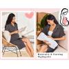 Ekouaer Nightgowns for Women Button Down Sleep Shirts Short Sleeve Night Shirts V Neck Sleepwear Boyfriend Pajama Dress(Dark Grey)