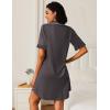 Ekouaer Nightgowns for Women Button Down Sleep Shirts Short Sleeve Night Shirts V Neck Sleepwear Boyfriend Pajama Dress(Dark Grey)