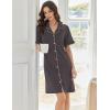 Ekouaer Nightgowns for Women Button Down Sleep Shirts Short Sleeve Night Shirts V Neck Sleepwear Boyfriend Pajama Dress(Dark Grey)