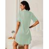 Ekouaer Nightgowns for Women Button Down Sleep Shirts Short Sleeve Night Shirts V Neck Sleepwear Boyfriend Pajama Dress(Light Green)