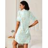 Ekouaer Nightgowns for Women Button Down Sleep Shirts Short Sleeve Night Shirts V Neck Sleepwear Boyfriend Pajama Dress(Light Green Floral)