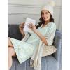 Ekouaer Nightgowns for Women Button Down Sleep Shirts Short Sleeve Night Shirts V Neck Sleepwear Boyfriend Pajama Dress(Light Green Floral)