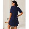 Ekouaer Nightgowns for Women Button Down Sleep Shirts Short Sleeve Night Shirts V Neck Sleepwear Boyfriend Pajama Dress(Navy Blue)