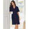 Ekouaer Nightgowns for Women Button Down Sleep Shirts Short Sleeve Night Shirts V Neck Sleepwear Boyfriend Pajama Dress(Navy Blue)