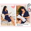 Ekouaer Nightgowns for Women Button Down Sleep Shirts Short Sleeve Night Shirts V Neck Sleepwear Boyfriend Pajama Dress(Navy Blue)