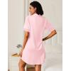 Ekouaer Nightgowns for Women Button Down Sleep Shirts Short Sleeve Night Shirts V Neck Sleepwear Boyfriend Pajama Dress(Pink)