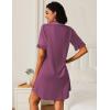 Ekouaer Nightgowns for Women Button Down Sleep Shirts Short Sleeve Night Shirts V Neck Sleepwear Boyfriend Pajama Dress(Purple)
