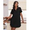 Ekouaer Nightgowns for Women Button Down V Neck Sleepshirt Short Sleeve Nursing Dress S-XXL(Black)