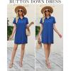 Ekouaer Nightgowns for Women Button Down V Neck Sleepshirt Short Sleeve Nursing Dress S-XXL(Blue)