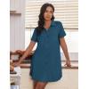 Ekouaer Nightgowns for Women Button Down V Neck Sleepshirt Short Sleeve Nursing Dress S-XXL(Blue Green)