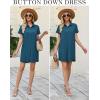 Ekouaer Nightgowns for Women Button Down V Neck Sleepshirt Short Sleeve Nursing Dress S-XXL(Blue Green)