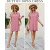 Ekouaer Nightgowns for Women Button Down V Neck Sleepshirt Short Sleeve Nursing Dress S-XXL(Dark Pink)
