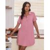 Ekouaer Nightgowns for Women Button Down V Neck Sleepshirt Short Sleeve Nursing Dress S-XXL(Dark Pink)