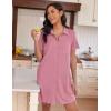 Ekouaer Nightgowns for Women Button Down V Neck Sleepshirt Short Sleeve Nursing Dress S-XXL(Dark Pink)