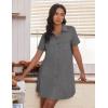 Ekouaer Nightgowns for Women Button Down V Neck Sleepshirt Short Sleeve Nursing Dress S-XXL(Grey)