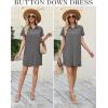 Ekouaer Nightgowns for Women Button Down V Neck Sleepshirt Short Sleeve Nursing Dress S-XXL(Grey)