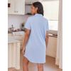 Ekouaer Nightgowns for Women Button Down V Neck Sleepshirt Short Sleeve Nursing Dress S-XXL(Light Blue)
