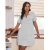 Ekouaer Nightgowns for Women Button Down V Neck Sleepshirt Short Sleeve Nursing Dress S-XXL(Light Grey)