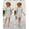 Ekouaer Nightgowns for Women Button Down V Neck Sleepshirt Short Sleeve Nursing Dress S-XXL(Light Grey)