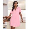 Ekouaer Nightgowns for Women Button Down V Neck Sleepshirt Short Sleeve Nursing Dress S-XXL(Light Pink)