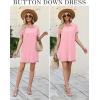 Ekouaer Nightgowns for Women Button Down V Neck Sleepshirt Short Sleeve Nursing Dress S-XXL(Light Pink)
