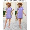 Ekouaer Nightgowns for Women Button Down V Neck Sleepshirt Short Sleeve Nursing Dress S-XXL(Purple)