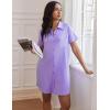 Ekouaer Nightgowns for Women Button Down V Neck Sleepshirt Short Sleeve Nursing Dress S-XXL(Purple)