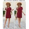 Ekouaer Nightgowns for Women Button Down V Neck Sleepshirt Short Sleeve Nursing Dress S-XXL(Wine Red)